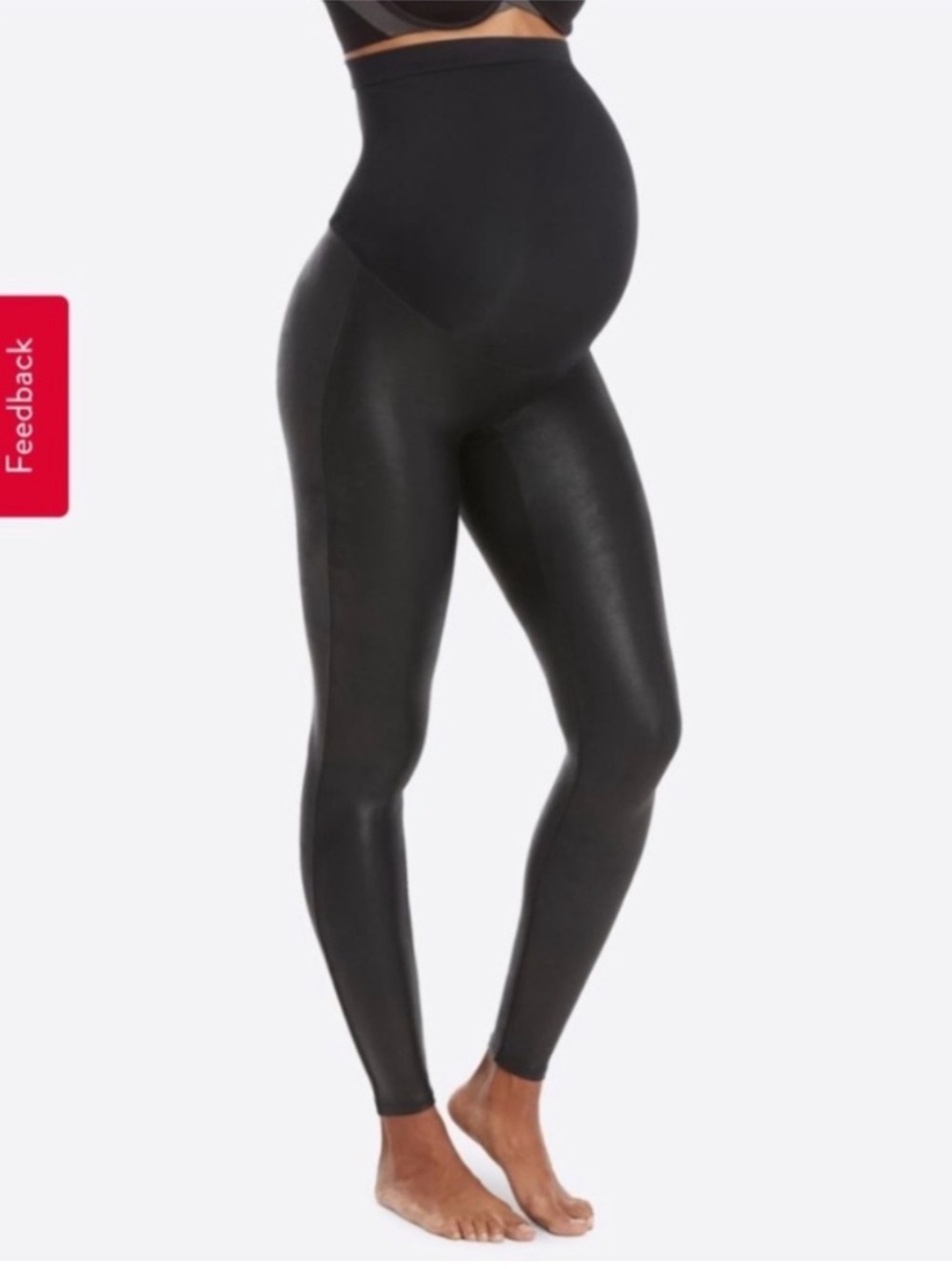 Spanx Black Mama Faux Leather Maternity Leggings Very Black Size Small - Picture 2 of 5